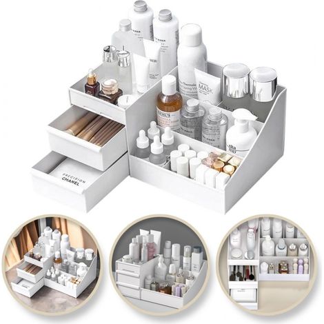 Kosmetik-Organizer, weißer Behälter für Make-up-Zubehör CB15B (1/5)
