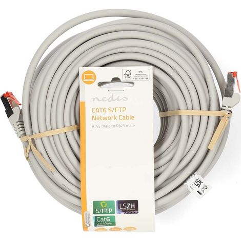 Nedis CAT6-Netzwerkkabel / RJ45 Stecker / RJ45 Stecker / S/FTP / 30.0 m / Rund / LSZH / Grau / Label