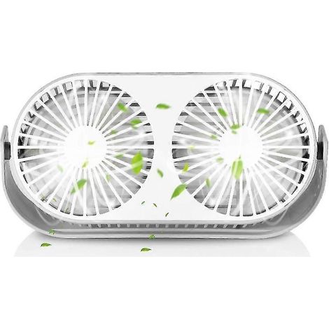 Ventilateur USB, double mini ventilateur silencieux, 3 vitesses réglables, rotation à 360°, fonction aromathérapie, idéal pour le camping, le bureau, le sport et les voyages, alimentation USB (1/5)