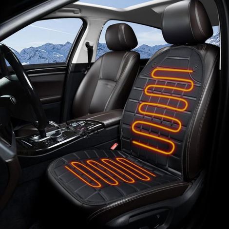 coussin chauffant pour siège auto - Housse de siège auto noire chaude pour l'hiver - Convient pour chauffer le siège et le dossier d (1/4)