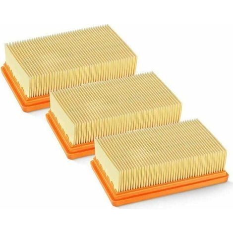 3 filtros planos plisados de repuesto para aspiradora, compatibles con MV4, MV5, MV6, WD4, WD5, WD6, WD4P, WD5P y WD6P, aspiradoras para sólidos y líquidos. (1/4)