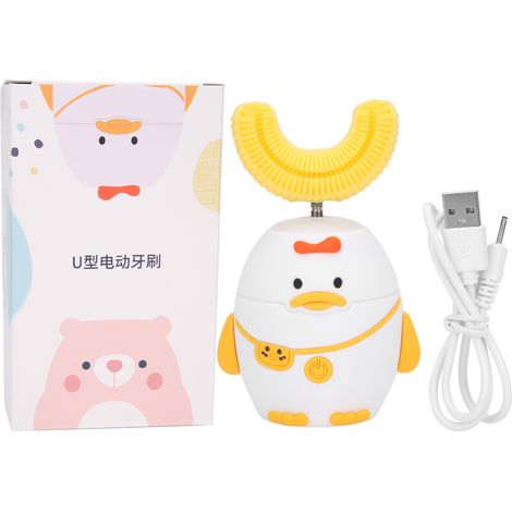 Brosse à dents électrique en U pour enfants, conception amusante et douce en silicone pour bébés et tout-petits (1/5)