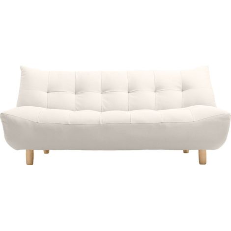 Miliboo – Canapé convertible scandinave 3 places en tissu beige – Dossier inclinable – Dimensions L189 x P102 x H89 cm – Lit d'appoint (1/5)