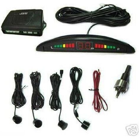 KIT 4 SENSORI DI PARCHEGGIO CON DISPLAY LED+SUONO NERI CON CICALINO ACUSTICO