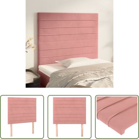 vidaXL Cabecero de cama rosa 80x5x118/128 cm Terciopelo (1/5)