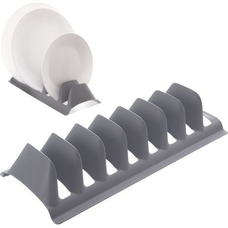 Supporto per coperchi e piatti, grigio, 29,5x13,5x6 cm