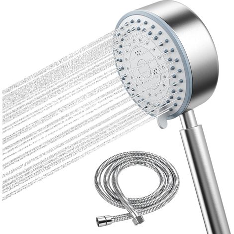 Pommeau de Douche, Pommeau Douche Economiseur D'eau avec Tuyau 2M Douchette Douche Aalle de Bain Economie d'Eau Haute Pression en Acier Inoxydable 304 Installation et Nettoyage Faciles (1/5)