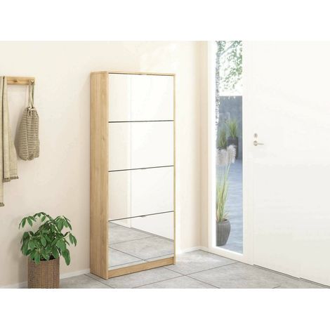 Dmora - Scarpiera Bliss, Mobile portascarpe, Armadio da ingresso multiuso, Mobiletto per calzature, 70x24 h162 cm, Rovere (1/5)