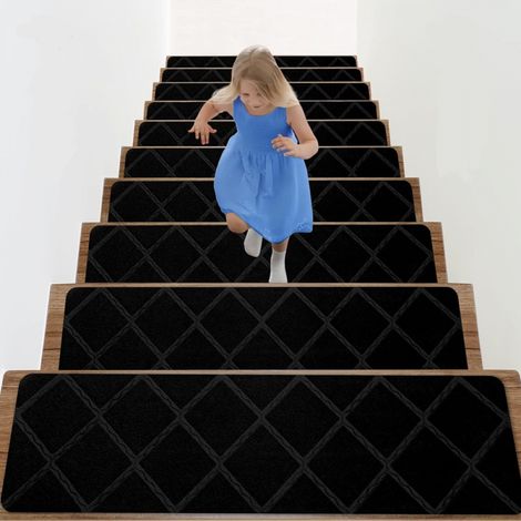 Tapis antidérapant, marches d'escalier autocollantes, adapté aux enfants et aux personnes âgées, cube noir, 7620 cm, 10 pièces (1/5)