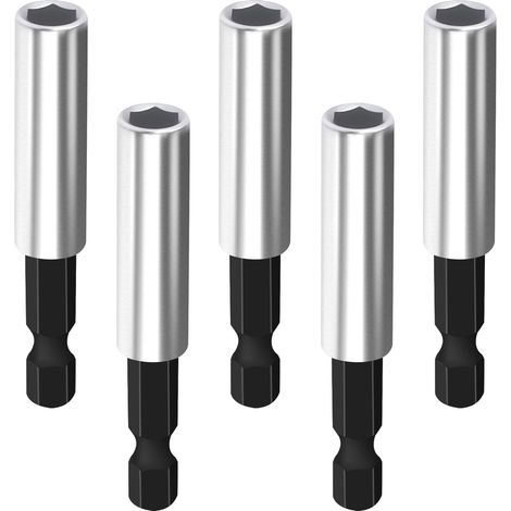 Lot de 5 porte-embouts magnétiques de 6,35 mm à tige hexagonale avec aimant puissant et étui portable pour embouts de tournevis et vis (1/5)