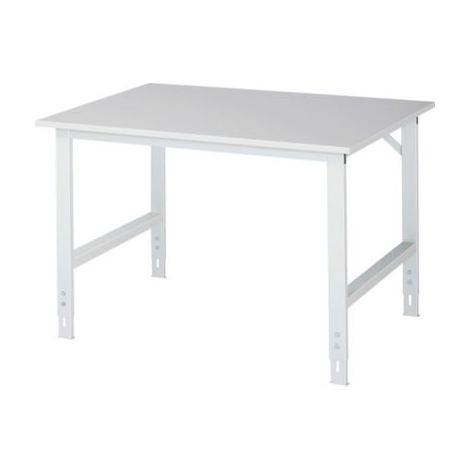 Arbeitstisch B1250xT1000xH760-1080mm Arbeitsplatte Melamin Gestell lichtgrau RAU (1/5)