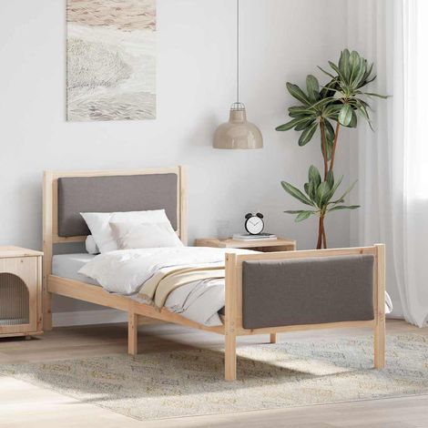 Bed Frame with Headboard Taupe 75 x 190 cm Fabric vidaXL (1/5)