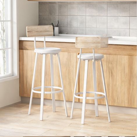 Tabouret de bar madeira e Branco 41,5 x 36,5 x 99,5 cm (1/5)
