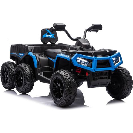 Batteriebetriebenes Quad-ATV mit 6 Rädern und Anhänger JC606 24V 4x4 Blau