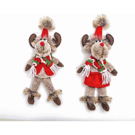 Niedliche Weihnachtspuppe, einziehbare Weihnachtspuppe, Hirsch, Fensterdekoration D--