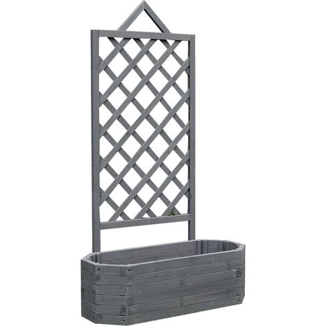 Mucola – Treillis en bois d'épicéa gris et rose 86x38x150cm – Support pour plantes grimpantes – Design en losange – Kit de montage inclus (1/5)