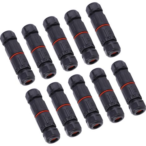 Lot de 10 câbles électriques étanches IP68 avec fiche à 3 broches pour une utilisation en extérieur, section de 0,5 mm² à 2,0 mm² (1/5)