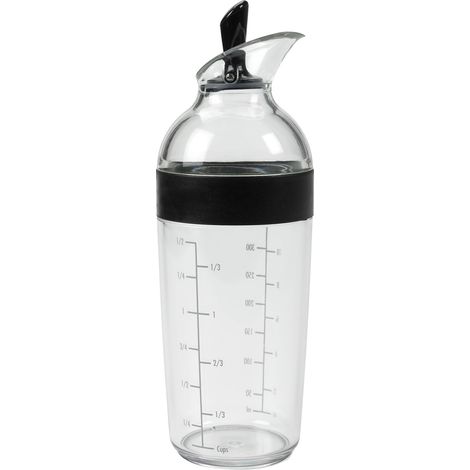 Shaker transparent conçu pour mélanger et verser facilement les vinaigrettes, doté d'une poignée ergonomique pour une prise en main sûre, idéal pour les salades, les marinades, les sauces, en cuisine, (1/5)