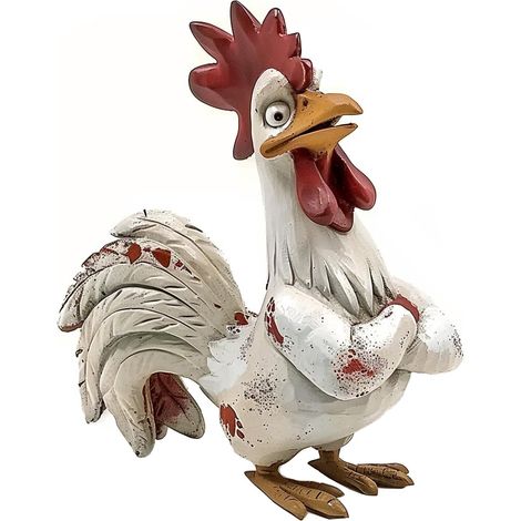 Statue Amusante de Coq Blanc en résine, Sculpture d'art de Table Amusante, Figurine de Coq Amusante, décoration de Table Rustique, Animal de Ferme, décoration de comptoir de Cuisine, 15,2 cm (1/5)