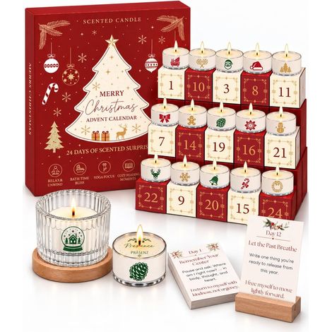 Calendrier de l'Avent 2026 Femme, Calendrier Avent Bougies Parfumées avec 24 Parfums, Messages Cachés et 24 Cartes de Pleine Conscience, Kit calendrier de l’avent , Cadeau de Noël Adulte Femme (1/5)