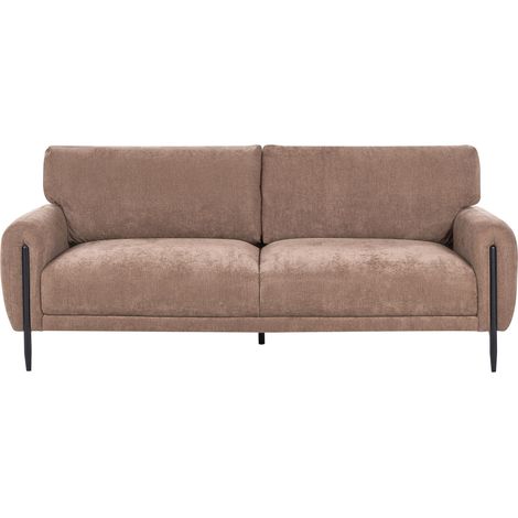 Canapé Moderne en Tissu Chenille 3 Places Housses de Coussins Amovibles Pieds en Métal Marron Skaro (1/5)
