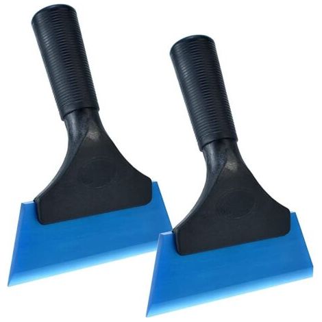 Lot de 2 Raclettes en Caoutchouc de Silicone pour Vitre Teintée/Autocollant de Voiture/Verre/Miroir/Douche, Grattoir en Caoutchouc (Bleu) (1/5)