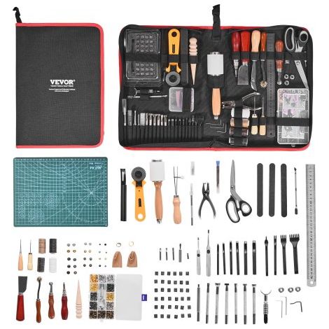 Kit de travail du cuir - 61 pièces outils d'artisanat du cuir (1/5)