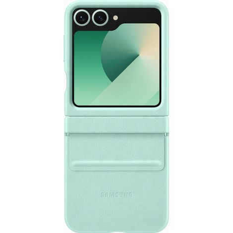 Custodia in ecopelle con patta color menta per Samsung EF-VF741PMEGWW Z Flip6 F741. (1/4)