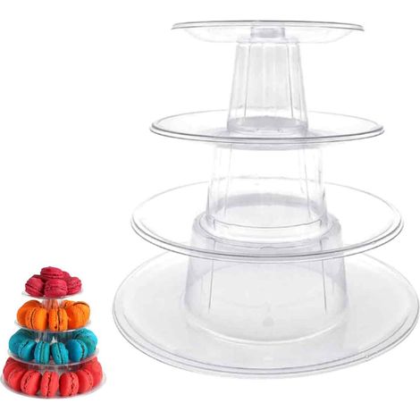 Présentoir à macarons à 6 niveaux pour fête d\'anniversaire de mariage, présentoir à gâteaux en plastique pour cupcakes (1/5)