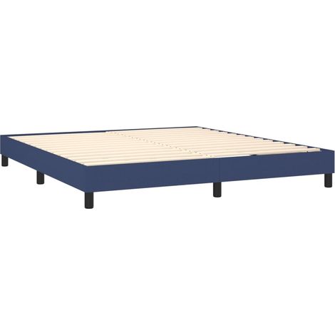 Somier de láminas sobre patas estructura de cama 180x200 cm tela azul TDL0207334