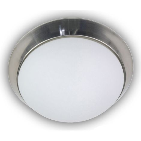 LED Deckenleuchte / Deckenschale, Opalglas matt, Dekorring Nickel matt, Ø 30cm (1/4)