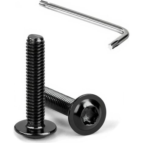 30 Pièces Vis à Tête Bombée Torx avec Bride Noir M3 x 16 mm Vis à Six Pans Creux en Acier Inoxydable A2 V2A Boulons à Tête Hexagonale avec Clé T10 Filetage Complet (1/5)