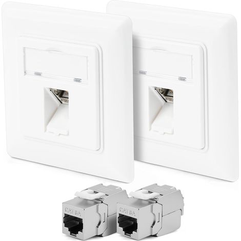 Prise Réseau, 2 Pcs Prise Réseau Encastrée, Prises de Données, CAT6A Blindé, 1 Port RJ45 pour Salon Chambres Bureaux (1/5)