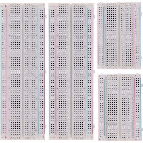Kit de protoboard sin costuras, 2 piezas de 830 puntos de fijación y 2 piezas de 400 puntos de fijación y 126 piezas de cables de puente flexibles para protoboard (3 valores 130 piezas)