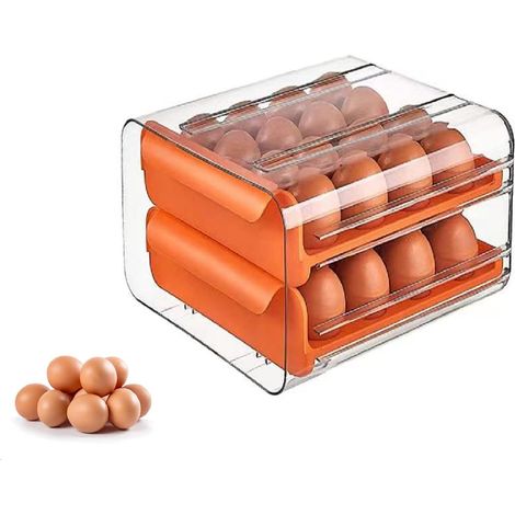 Boîte de rangement pour œufs transparente empilable, organiseur de réfrigérateur avec tiroir, fraîcheur garantie