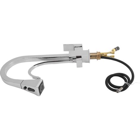 Robinet de cuisine extractible chromé, eau chaude/froide, double mode, pulvérisateur avec filtre intégré (1/5)