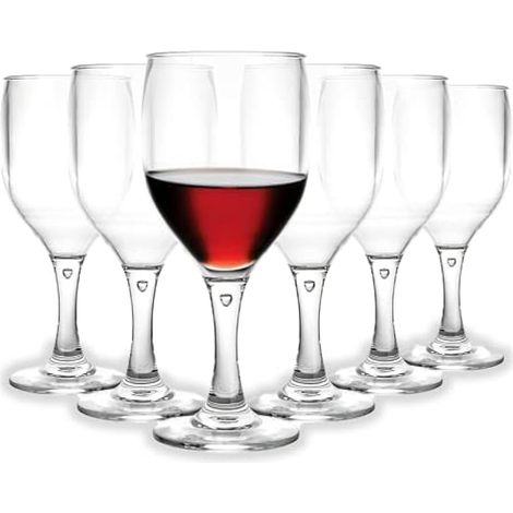 STARVAST Lot de 6-35 cl/350 ML Incassable Verres à Vin Plastiques Réutilisables, Verres à Pied Plastique pour Fête, Camping, Pique-niques, Piscines (1/5)