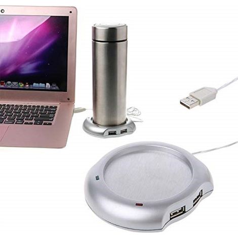 Trade Shop - Scaldatazza Bicchiere Elettrico 4 Porte Usb Pc Laptop Sottobicchiere Tè Caffè Tisana - (1/2)