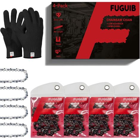 Chain Saw 3/8 Inch LP for 35 cm Guide, 1.1 mm Gauge, 52 Links Compatible with DUC353Z, UC3541A, UC3510A, EA3200S and GP-LC 36/35 Li-Solo, Set of 4 Chainsaw Chains (1/5)