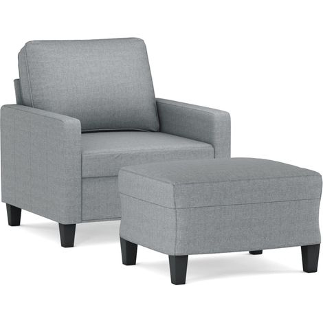 Maison Exclusive - Sessel mit Hocker Hellgrau 60 cm Stoff