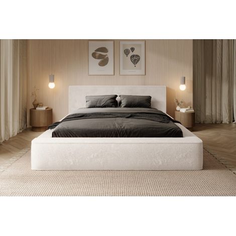 Lit coffre ORLANE – Beige Sable nacré polaire – 180x200 cm – Lattenrost aufklappbar – Hochwertiges Design