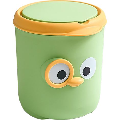 Poubelle de bureau avec couvercle, Mini poubelle Portable au Design de dessin animé mignon pour la maison, la chambre à coucher et le chevet (1/5)