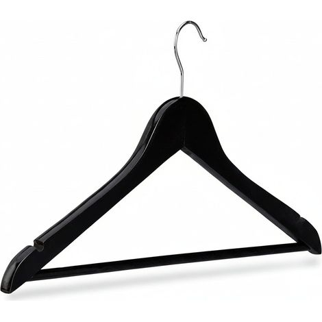 Juego de 10 perchas de madera con travesaño negro 1300007302 (1/3)