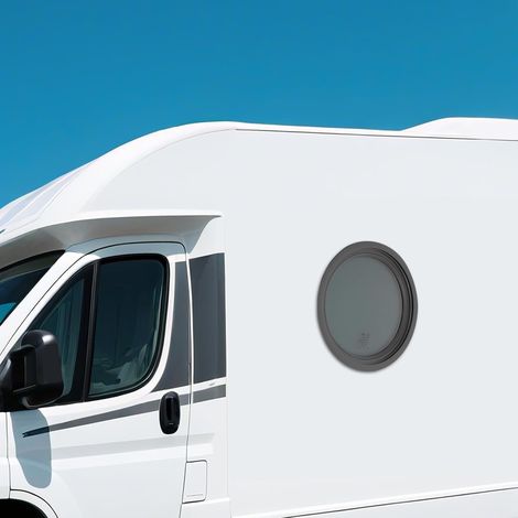 Fenêtre ronde à fermeture éclair de 13 pouces avec protection solaire intégrée, résistante aux UV, alliage d'aluminium et verre trempé pour camping-car et caravane, diamètre : 33 cm