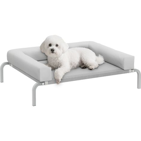 Cama Elevada para Perros Refrescante con Refuerzos Extraíbles Malla Transpirable y Marco de Acero 90x65x30 cm Gris (1/5)