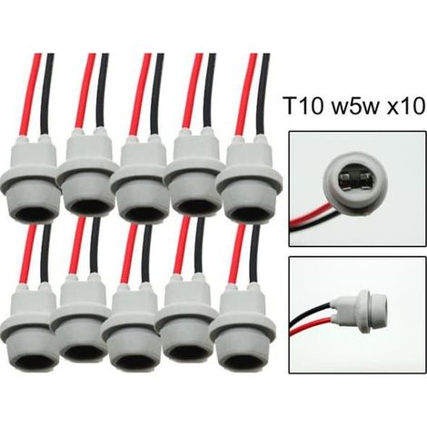 Connecteurs/douille LED/halogène T10 W5W, lot de 10 souples