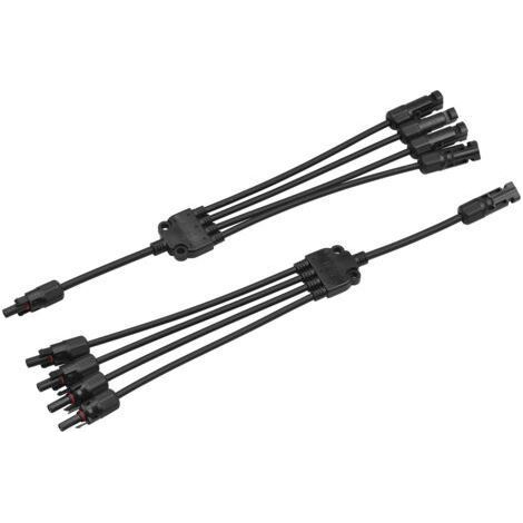 Connecteurs solaires en Y, adaptateur de câble parallèle, connecteur de câble solaire à 4 voies, autobloquant, étanche IP67, connecteur d'extension mâle/femelle pour panneau PV, calibre 12 AW (1/5)
