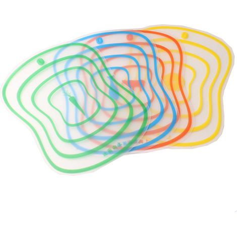 4 planches à découper en plastique anti-dérapant, transparentes et colorées avec finition givrée, pour cuisine S (1/5)