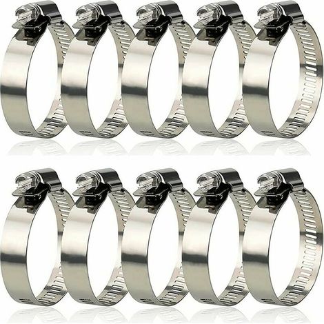 304 Collier de Serrage Inox,Collier de Serrage Métallique Diamètre Réglable de 27 à 51 mm,Collier de Serrage Pour Piscine Pour la Fixation des Tuyaux 10 Pièces, (1/5)
