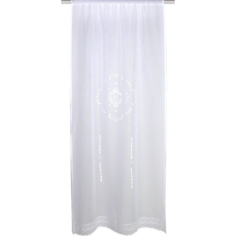 Rideau de Porte en Lin brodé, Tissu, Blanc, 180 x 60 cm (1/5)